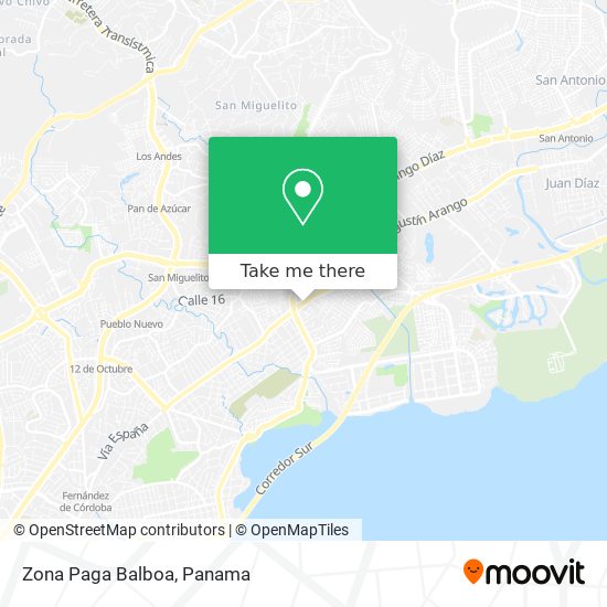Zona Paga Balboa map