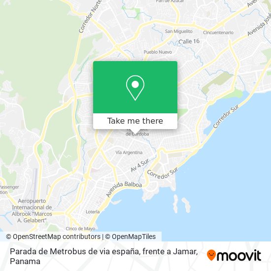 Mapa de Parada de Metrobus de via españa, frente a Jamar