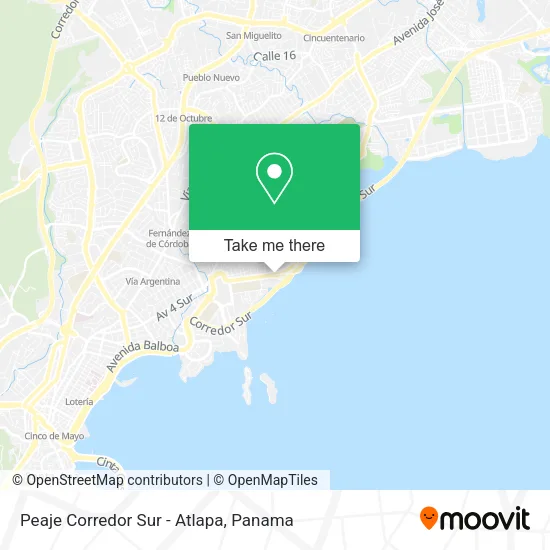 Mapa de Peaje Corredor Sur - Atlapa