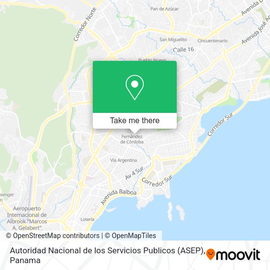 Autoridad Nacional de los Servicios Publicos (ASEP) map