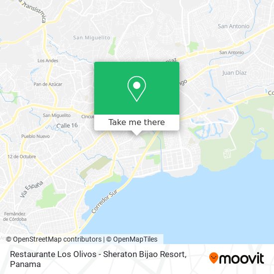 Mapa de Restaurante Los Olivos - Sheraton Bijao Resort