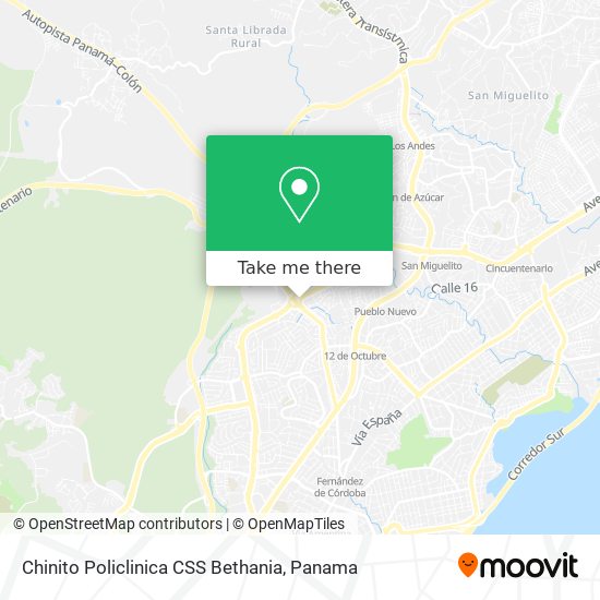 Mapa de Chinito Policlinica CSS Bethania