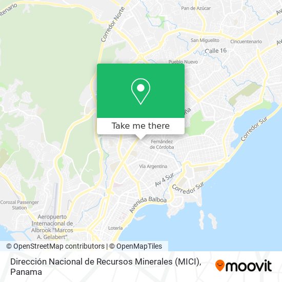Dirección Nacional de Recursos Minerales (MICI) map
