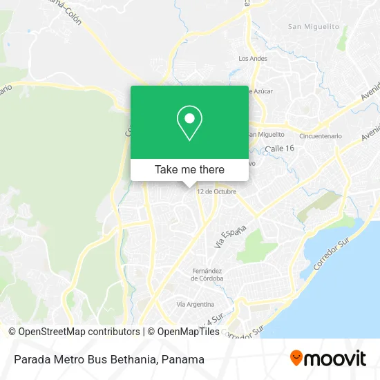 Mapa de Parada Metro Bus Bethania