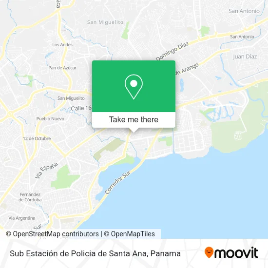 Mapa de Sub Estación de Policia de Santa Ana
