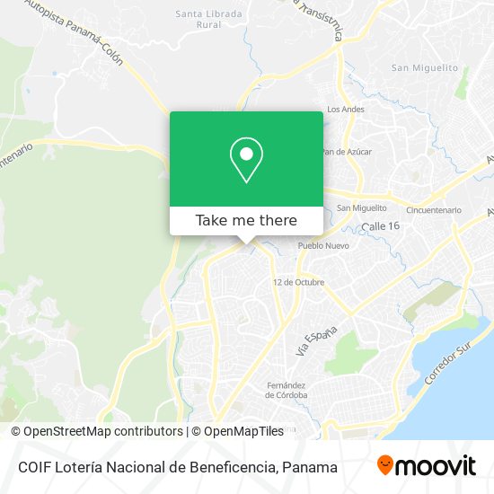 COIF Lotería Nacional de Beneficencia map