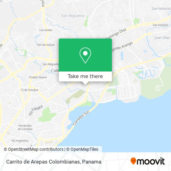 Carrito de Arepas Colombianas map