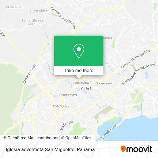 Mapa de Iglesia adventista San Miguelito