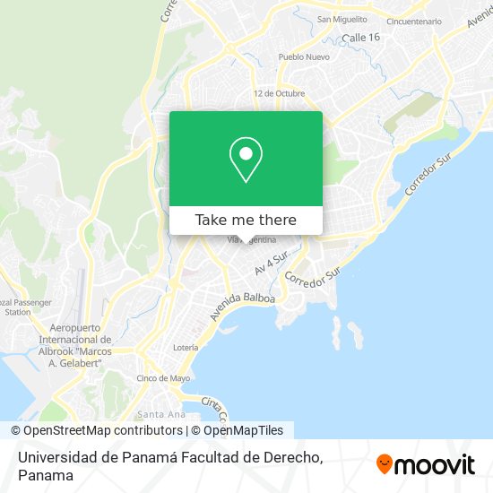 Universidad de Panamá Facultad de Derecho map