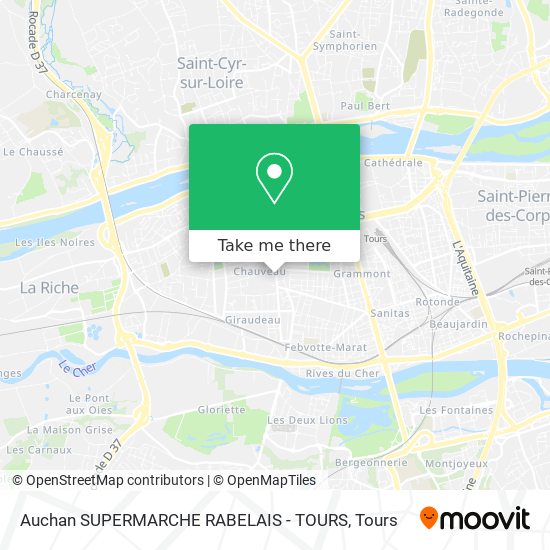 Auchan SUPERMARCHE RABELAIS - TOURS map