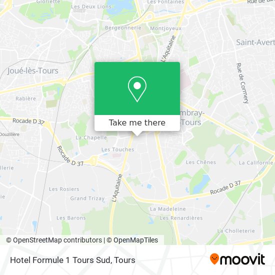 Hotel Formule 1 Tours Sud map