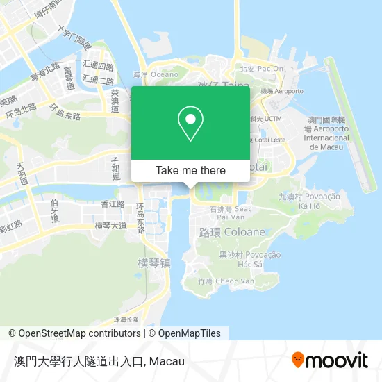 澳門大學行人隧道出入口 map