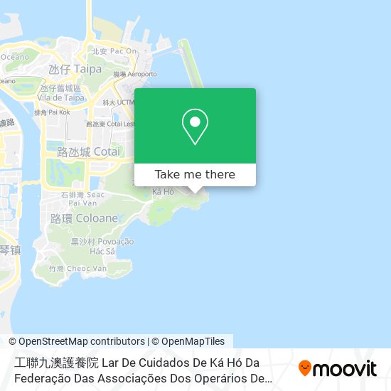 工聯九澳護養院 Lar De Cuidados De Ká Hó Da Federação Das Associações Dos Operários De Macau map