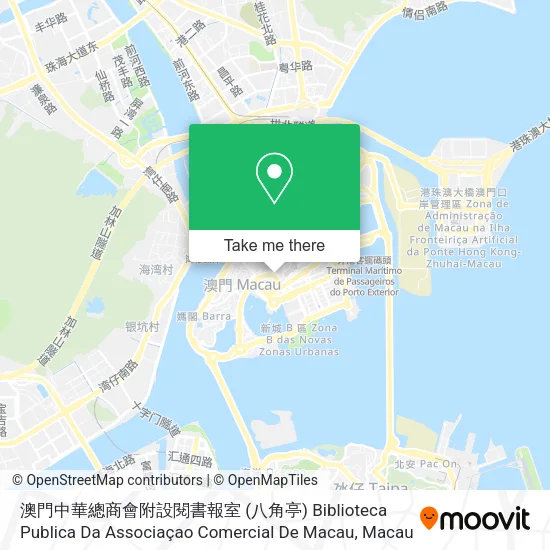 澳門中華總商會附設閱書報室 (八角亭) Biblioteca Publica Da Associaçao Comercial De Macau map