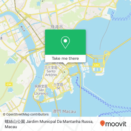 螺絲山公園 Jardim Municpal Da Mantanha Russa map