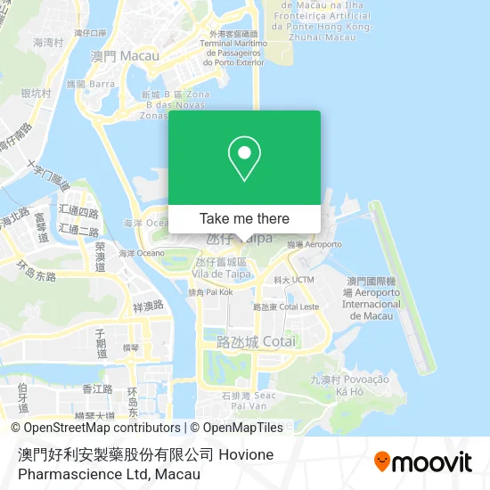澳門好利安製藥股份有限公司 Hovione Pharmascience Ltd地圖