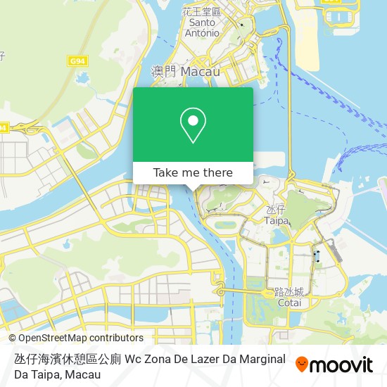氹仔海濱休憩區公廁 Wc Zona De Lazer Da Marginal Da Taipa map