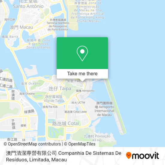 澳門清潔專營有限公司 Companhia De Sistemas De Resíduos, Limitada map