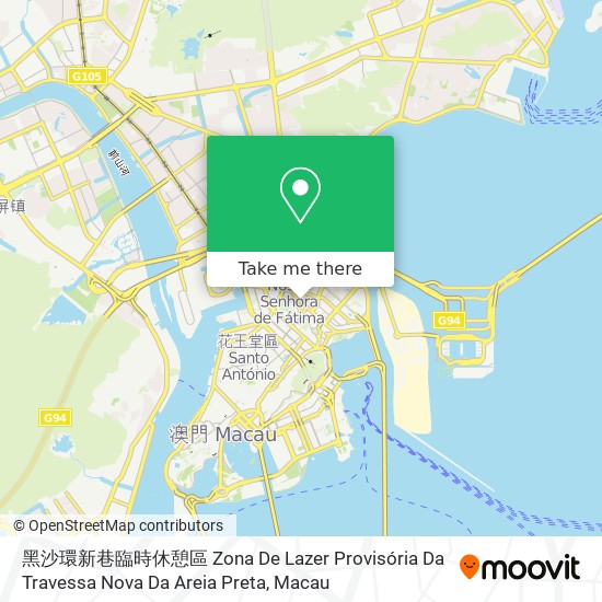 黑沙環新巷臨時休憩區 Zona De Lazer Provisória Da Travessa Nova Da Areia Preta地圖