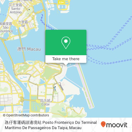 氹仔客運碼頭邊境站 Posto Fronteiriço Do Terminal Marítimo De Passageiros Da Taipa map