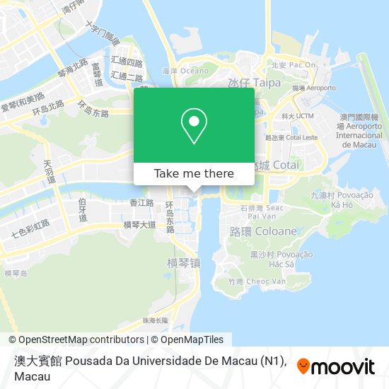 澳大賓館 Pousada Da Universidade De Macau (N1) map