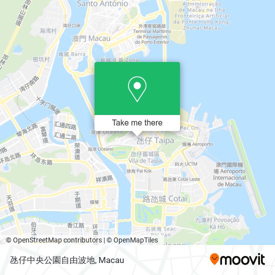 氹仔中央公園自由波地 map