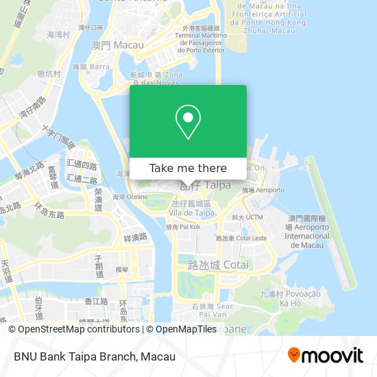 BNU Bank Taipa Branch map