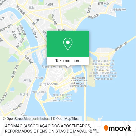 APOMAC (ASSOCIAÇÃO DOS APOSENTADOS, REFORMADOS E PENSIONISTAS DE MACAU 澳門退休、退役及領取撫恤金人士協會) map