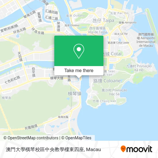 澳門大學橫琴校區中央教學樓東四座地圖