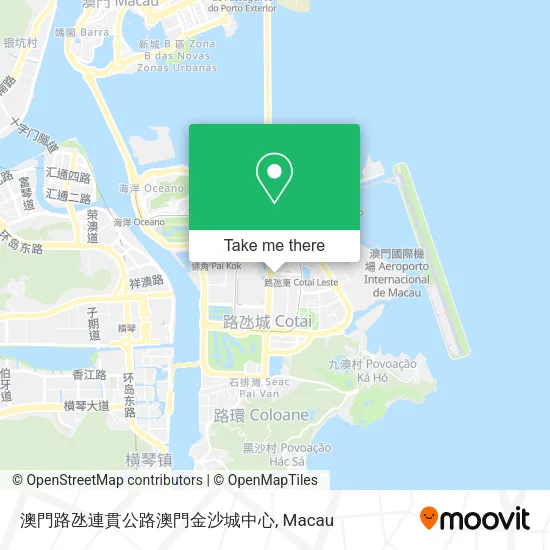 澳門路氹連貫公路澳門金沙城中心地圖