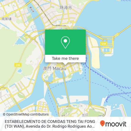 ESTABELECMENTO DE COMIDAS TENG TAI FONG (TOI WAN), Avenida do Dr. Rodrigo Rodrigues Ao Men Ban Dao map