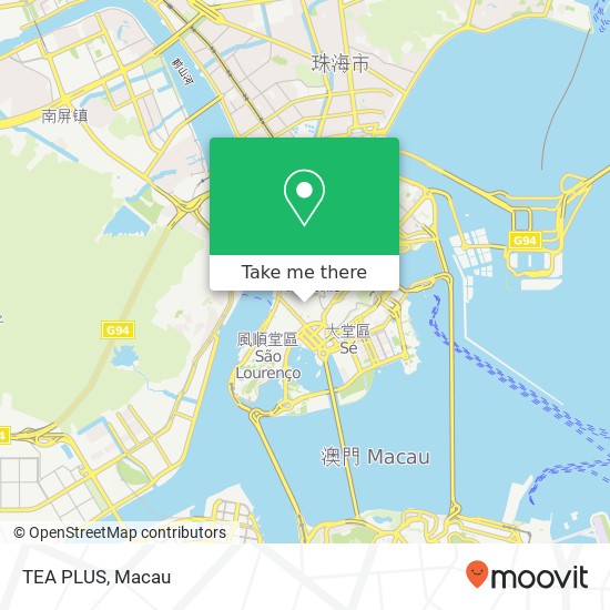 TEA PLUS, Rua da Palha Ao Men Ban Dao map