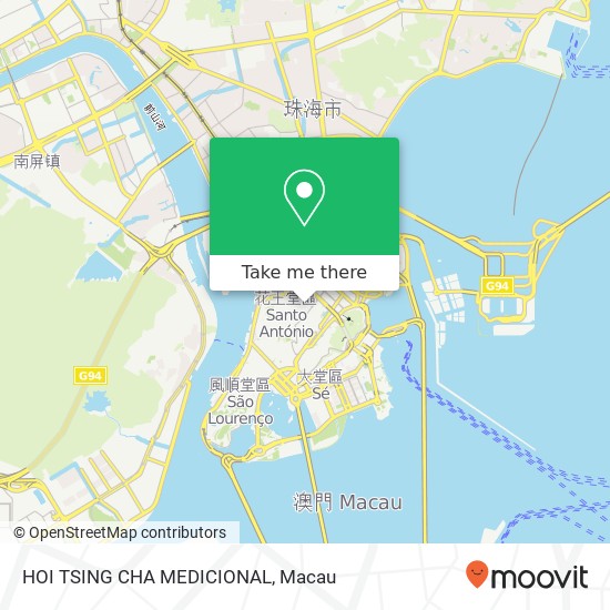 HOI TSING CHA MEDICIONAL, Rua da Barca Ao Men Ban Dao map