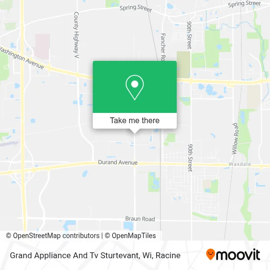 Grand Appliance And Tv Sturtevant, Wi map