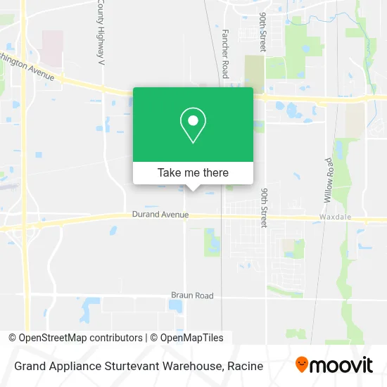 Grand Appliance Sturtevant Warehouse map
