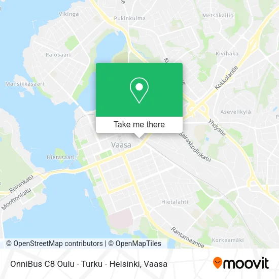 OnniBus C8 Oulu - Turku - Helsinki map