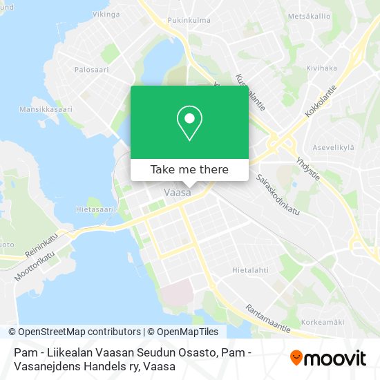 Pam - Liikealan Vaasan Seudun Osasto, Pam - Vasanejdens Handels ry map