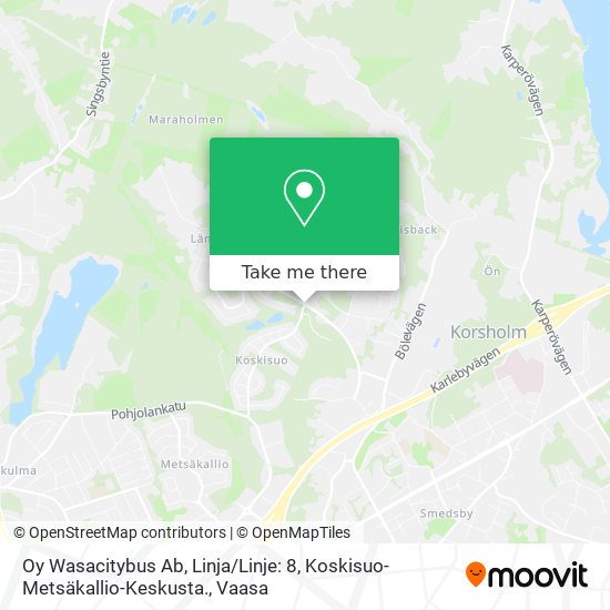 Oy Wasacitybus Ab, Linja / Linje: 8, Koskisuo-Metsäkallio-Keskusta. map