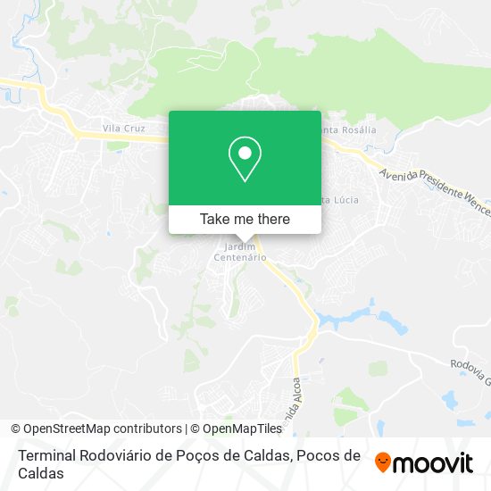 Mapa Terminal Rodoviário de Poços de Caldas