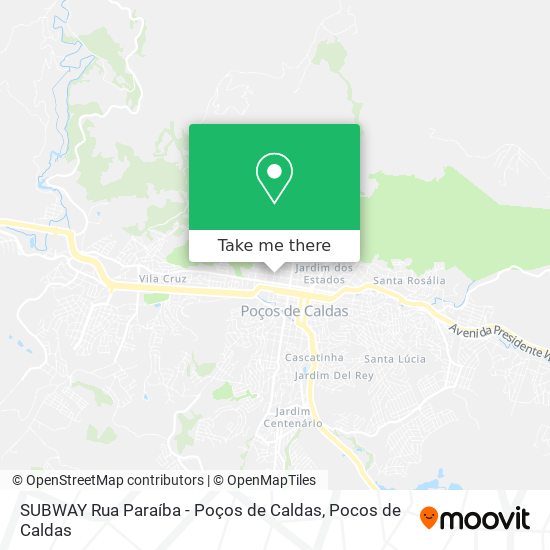 SUBWAY Rua Paraíba - Poços de Caldas map