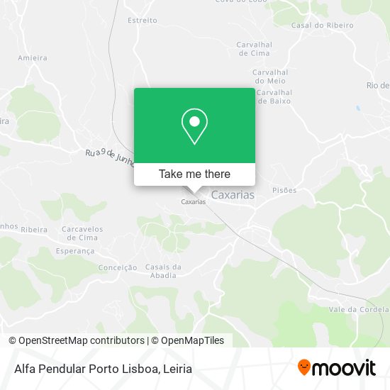 Alfa Pendular Porto Lisboa map