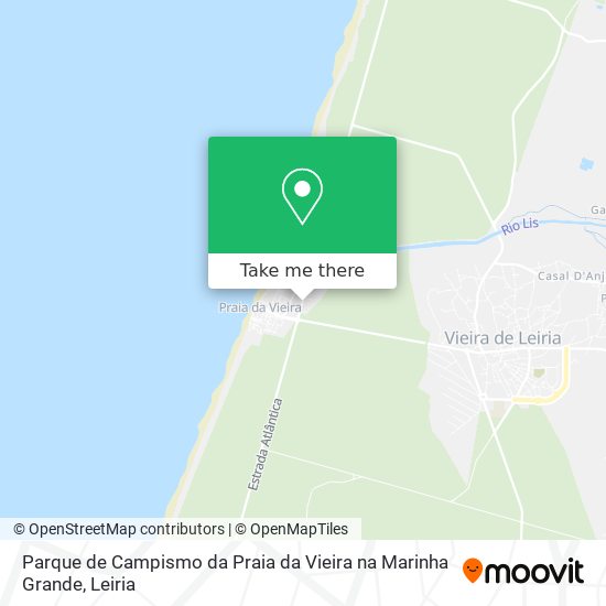 Parque de Campismo da Praia da Vieira na Marinha Grande mapa