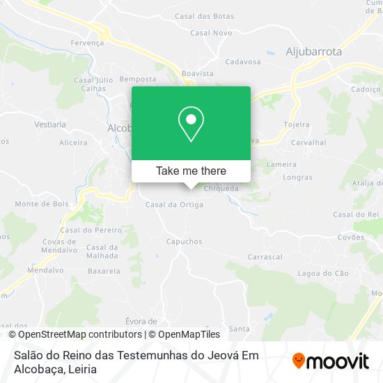 Salão do Reino das Testemunhas do Jeová Em Alcobaça mapa