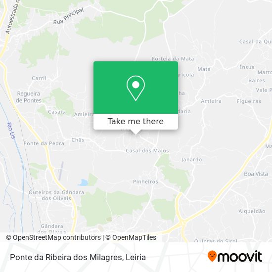 Ponte da Ribeira dos Milagres mapa