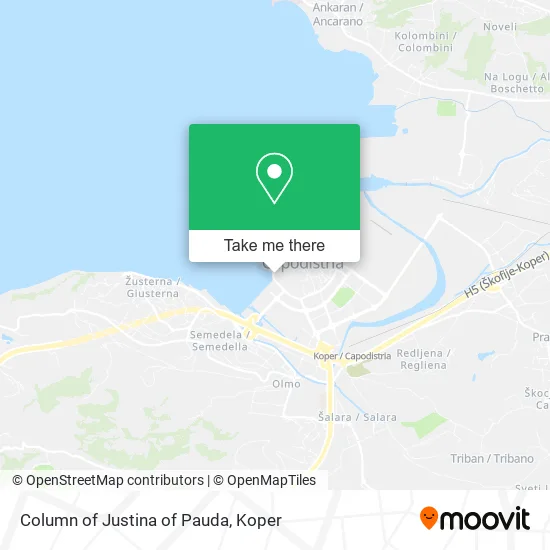 Column of Justina of Pauda map