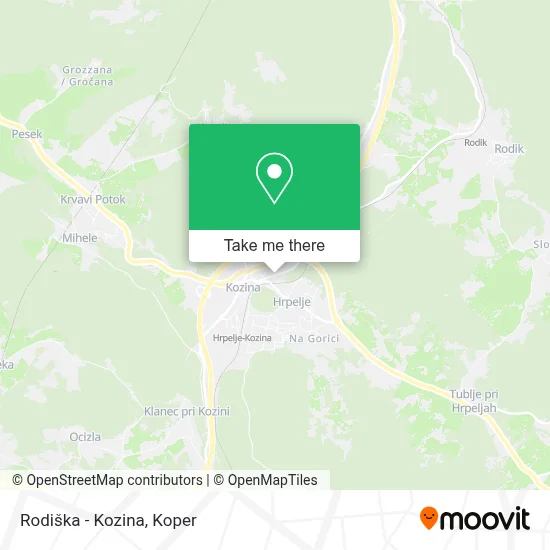 Rodiška - Kozina map