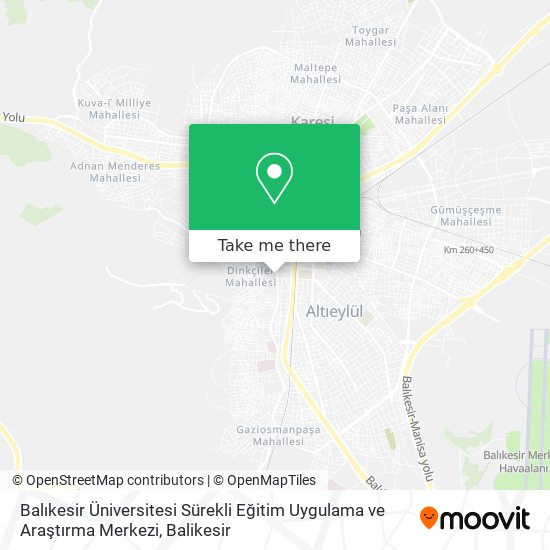 Balıkesir Üniversitesi Sürekli Eğitim Uygulama ve Araştırma Merkezi map