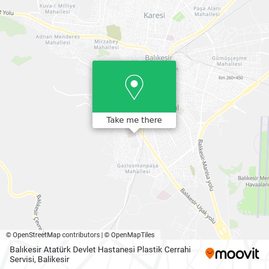 Balıkesir Atatürk Devlet Hastanesi Plastik Cerrahi Servisi map