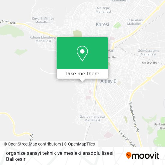 organize sanayi teknik ve mesleki anadolu lisesi map