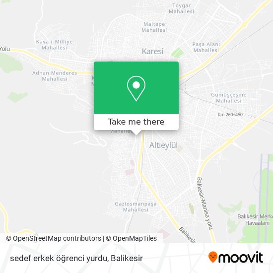 sedef erkek öğrenci yurdu map